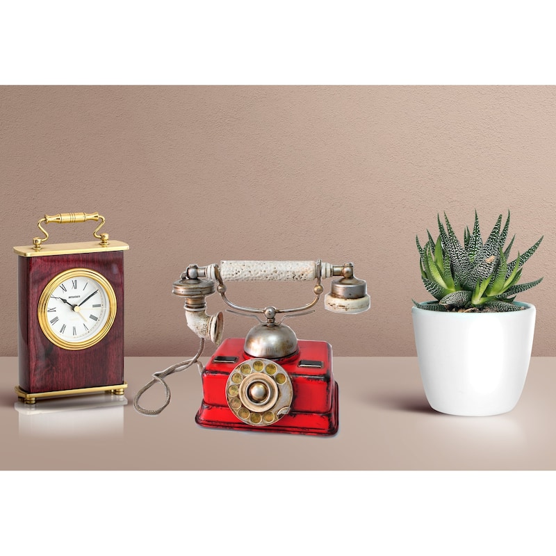 Antique Reproduction Red German Rotary Dial Phone Sculpture Figurine Decor Deal