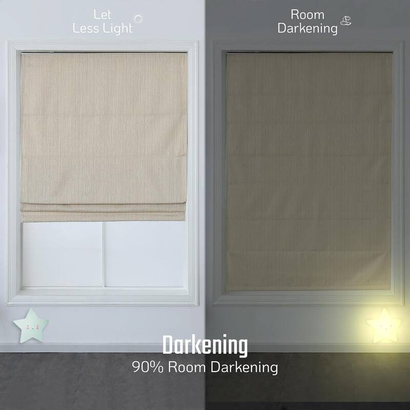 Cordless Room Darkening Roman Shades for Windows, Textured Woven Thermal Insulated Roman Blind
