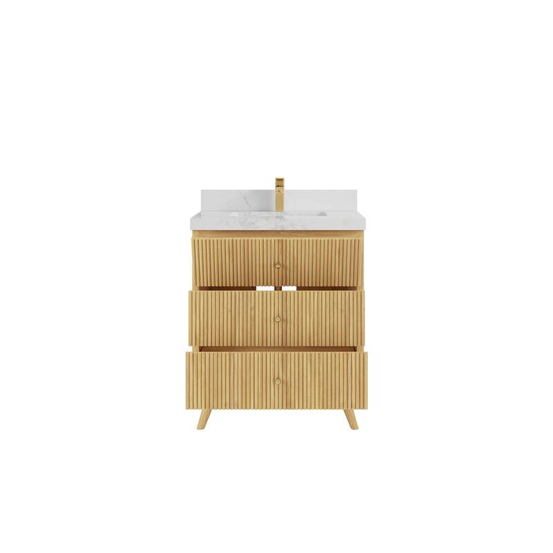 Willow Collections 30 in. W x 22 in. D Pasadena Solid Teak Single Sink Bathroom Vanity with Countertop