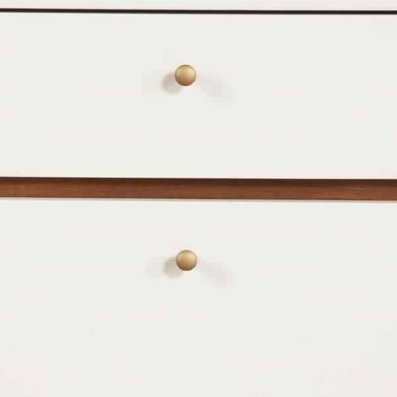 White/Brown 2 Drawer 21 in. W Nightstand with Angled Legs