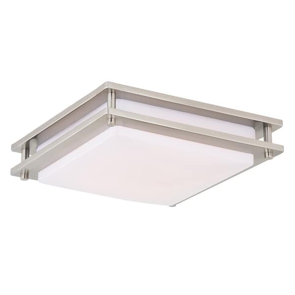 slide 2 of 10, Horizon 12-in W LED Square Satin Nickel Mission Flush Mount Ceiling Light - 12-in W x 3.5-in H x 12-in D Satin Nickel - 12-in W x 3.5-in H x 12-in D