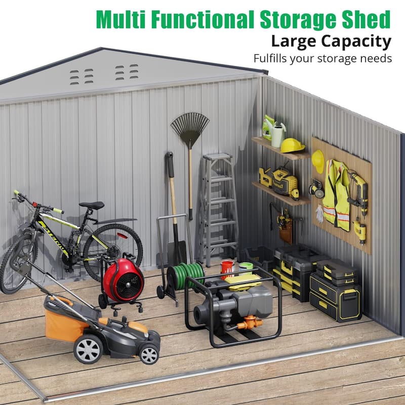 Outdoor Storage Shed, with Sloped Roof & Lockable Door