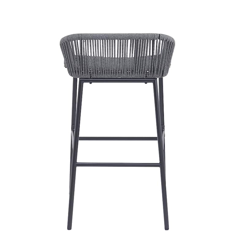 Neri Iron Outdoor Patio Rope Weave Barstools (Set of 2) by Christopher Knight Home