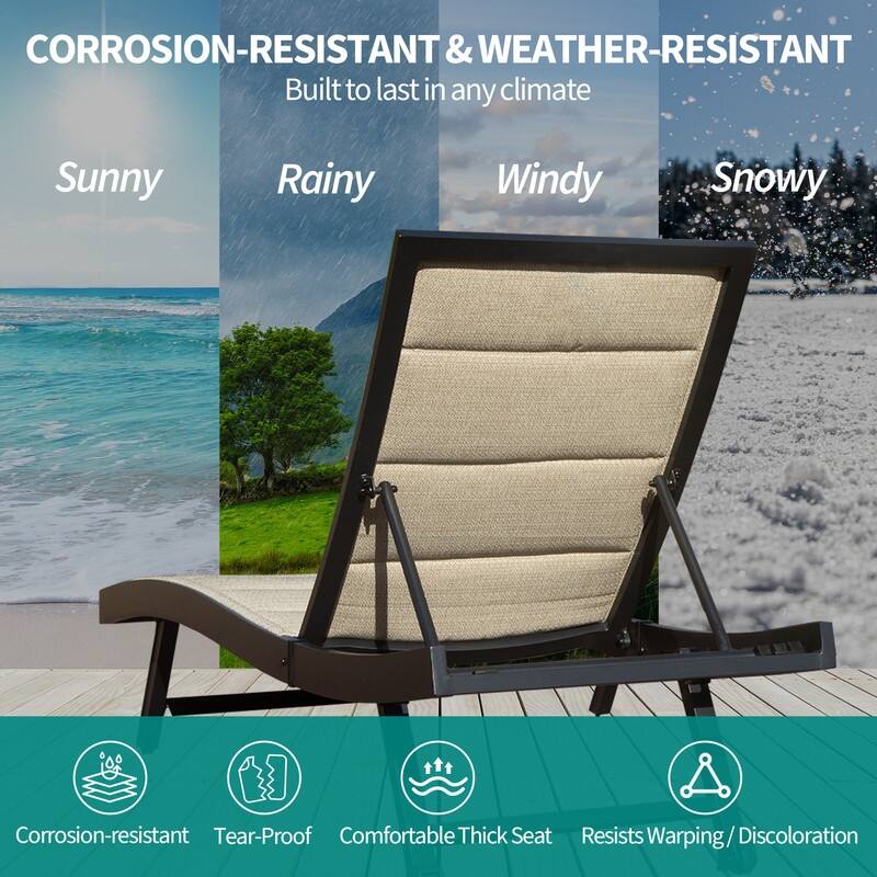 Domi Patio Chaise Lounge Set of 2, Outdoor Lounge Chairs, Aluminum Textilene Pool Lounger