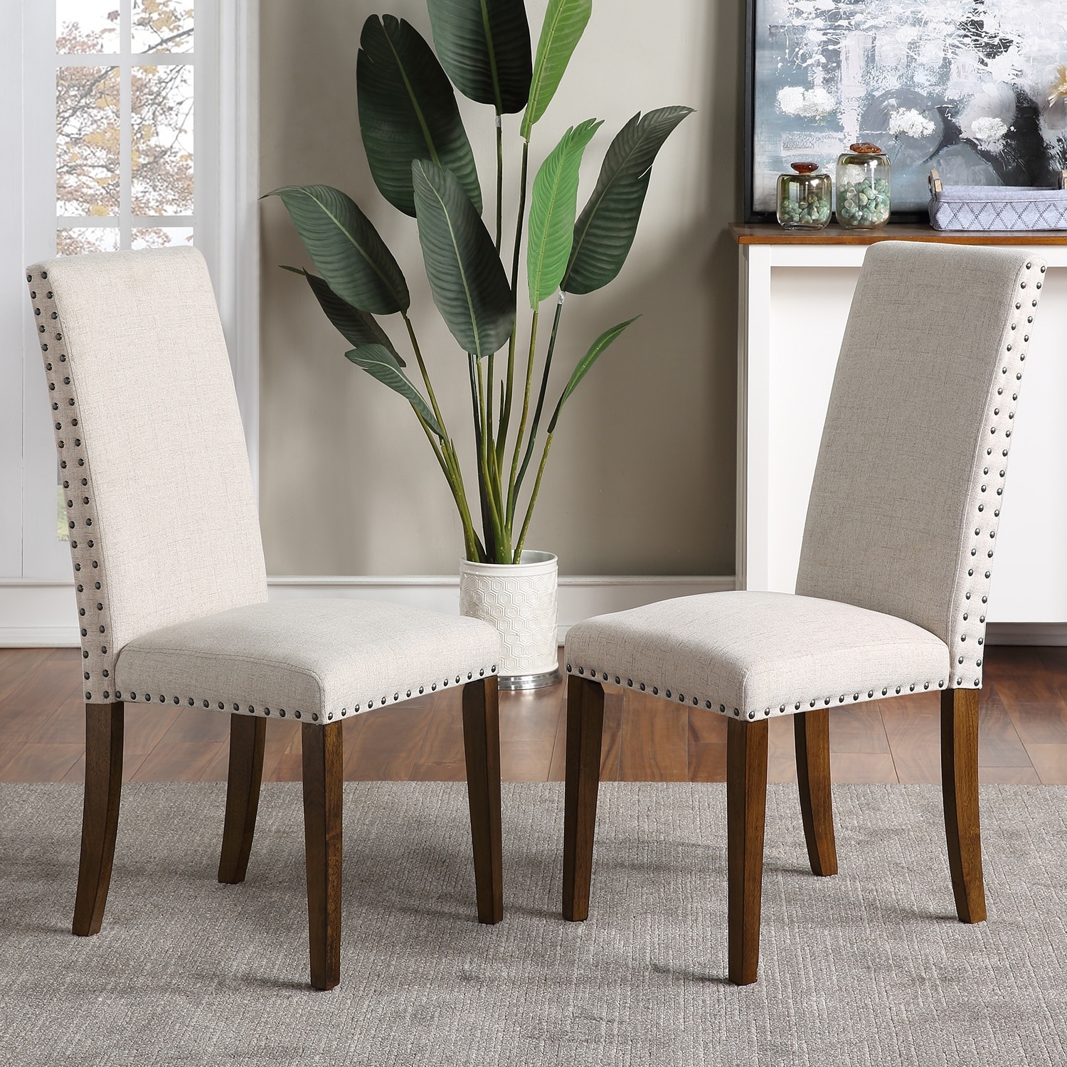 Dining Chair Upholstered Fabric Dining Chairs with Arched High