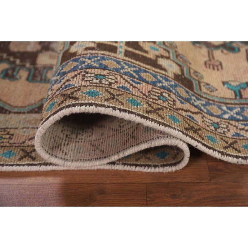 Hamedan Persian Antique Runner Rug Handmade Wool Carpet - 3'6" x 9'7"