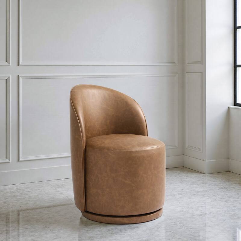 Upholstered Swivel Dining Chair Armless Barrel Chair