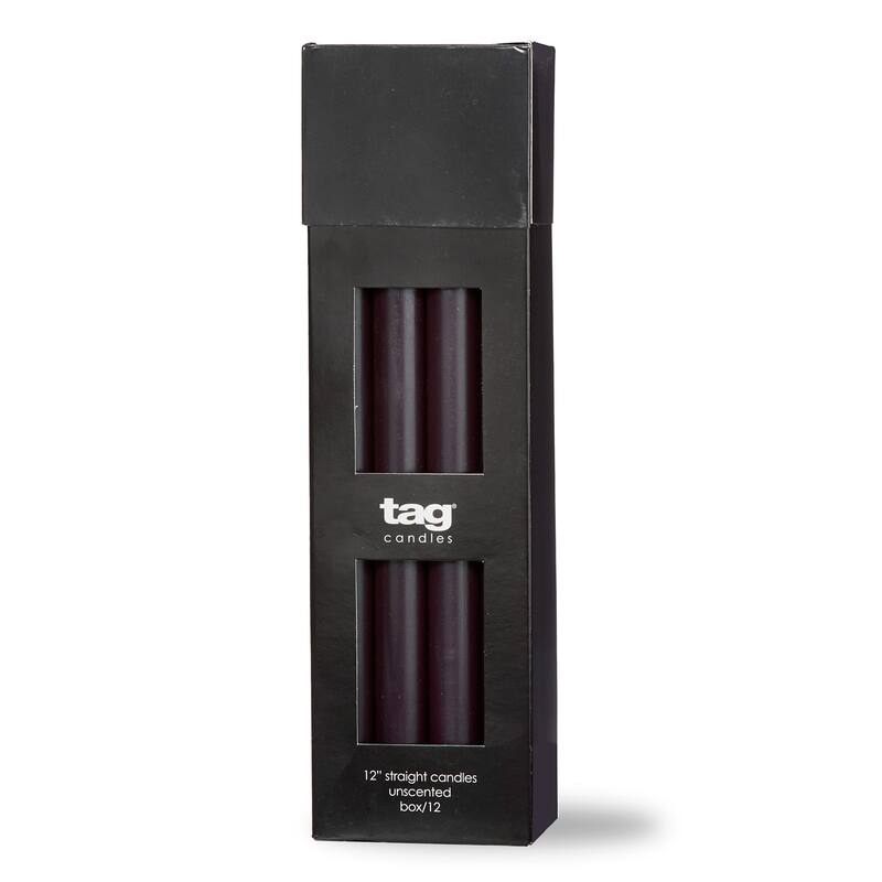 Color Studio 12" Straight Taper Unscented Smokeless Paraffin Wax Candle Black Burn Time 12 hrs. Sold In Units of 1