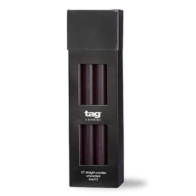 Color Studio 12" Straight Taper Unscented Smokeless Paraffin Wax Candle Black Burn Time 12 hrs. Sold In Units of 1