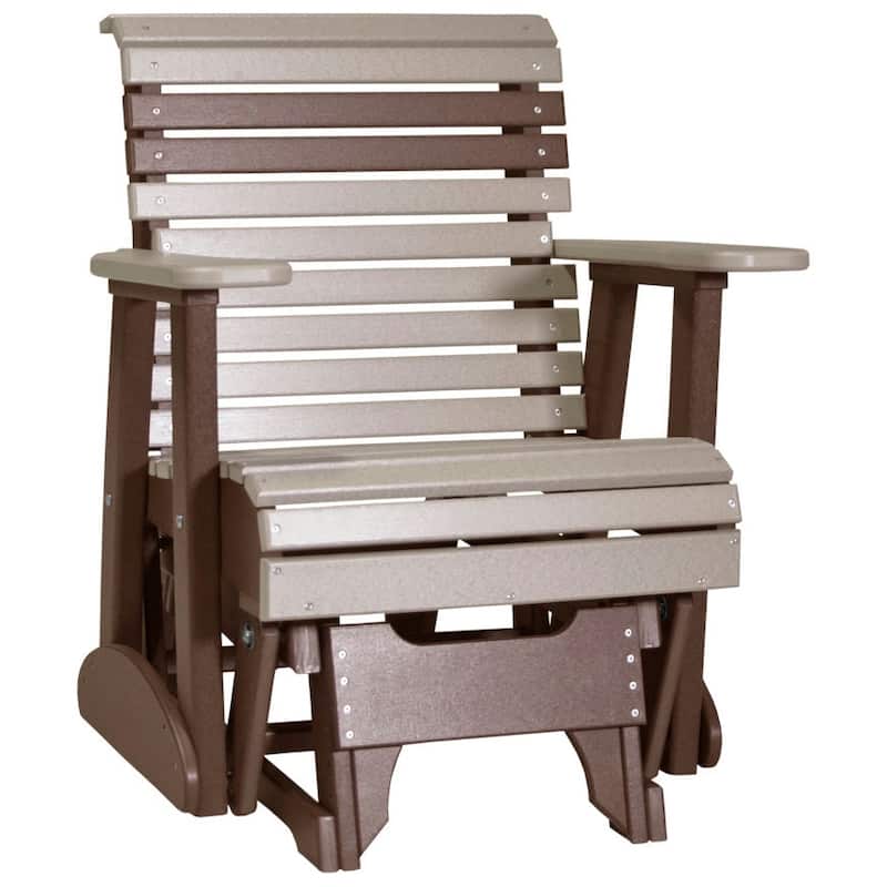 Poly Lumber Plain Rollback Patio Glider - 2' - Weatherwood & Chestnut Brown