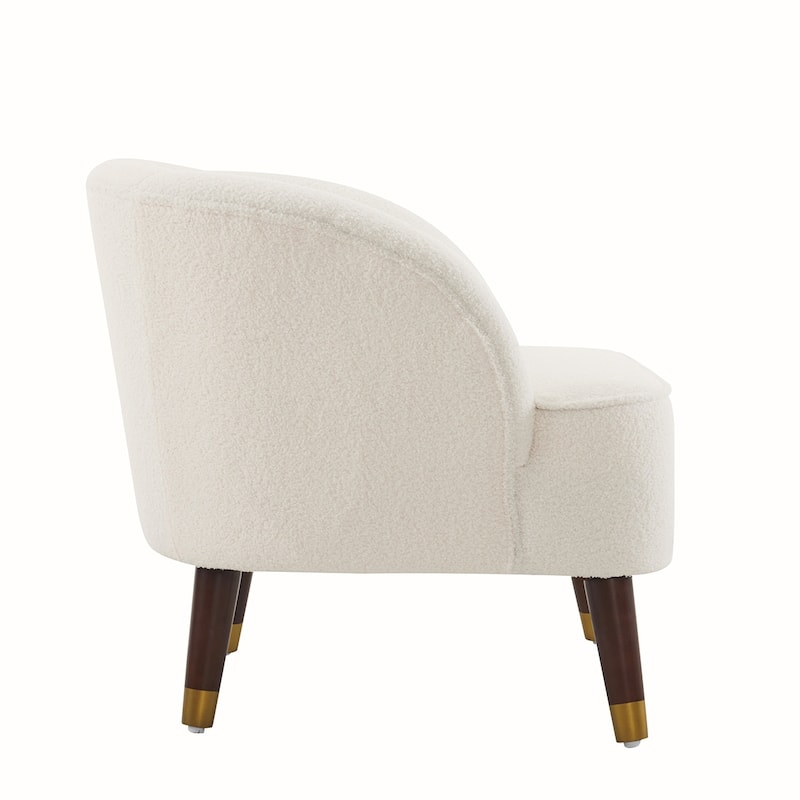 Velvet Barrel Chair With Wooden Legs