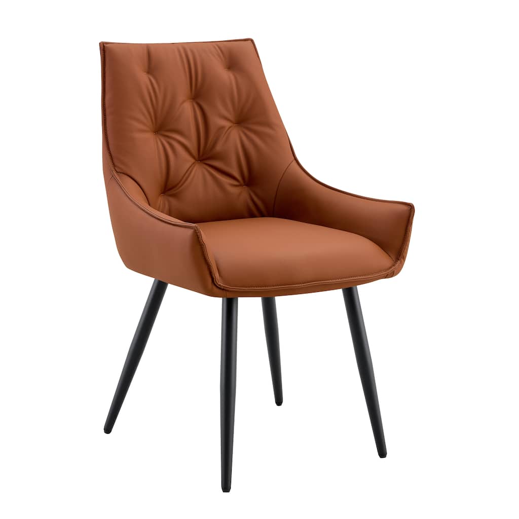 Set of 2 Side Chair Dining Chair Kitchen Chair Leather Chair Flat Back Upholstered Chair Camel Chair