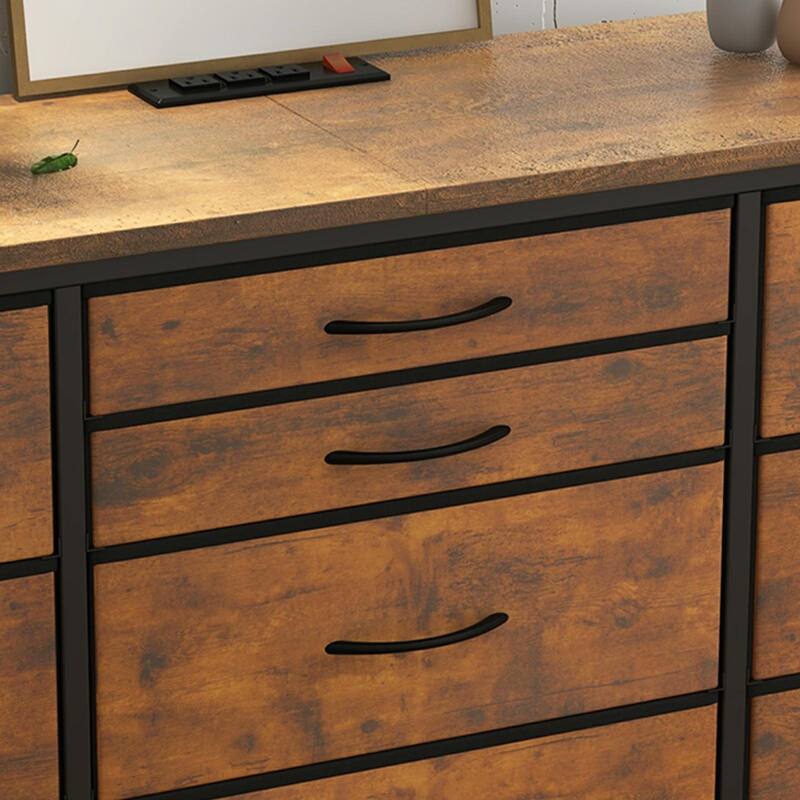 TV Stand with Power Outlet, 10 Drawers for 55'' TV - n/a