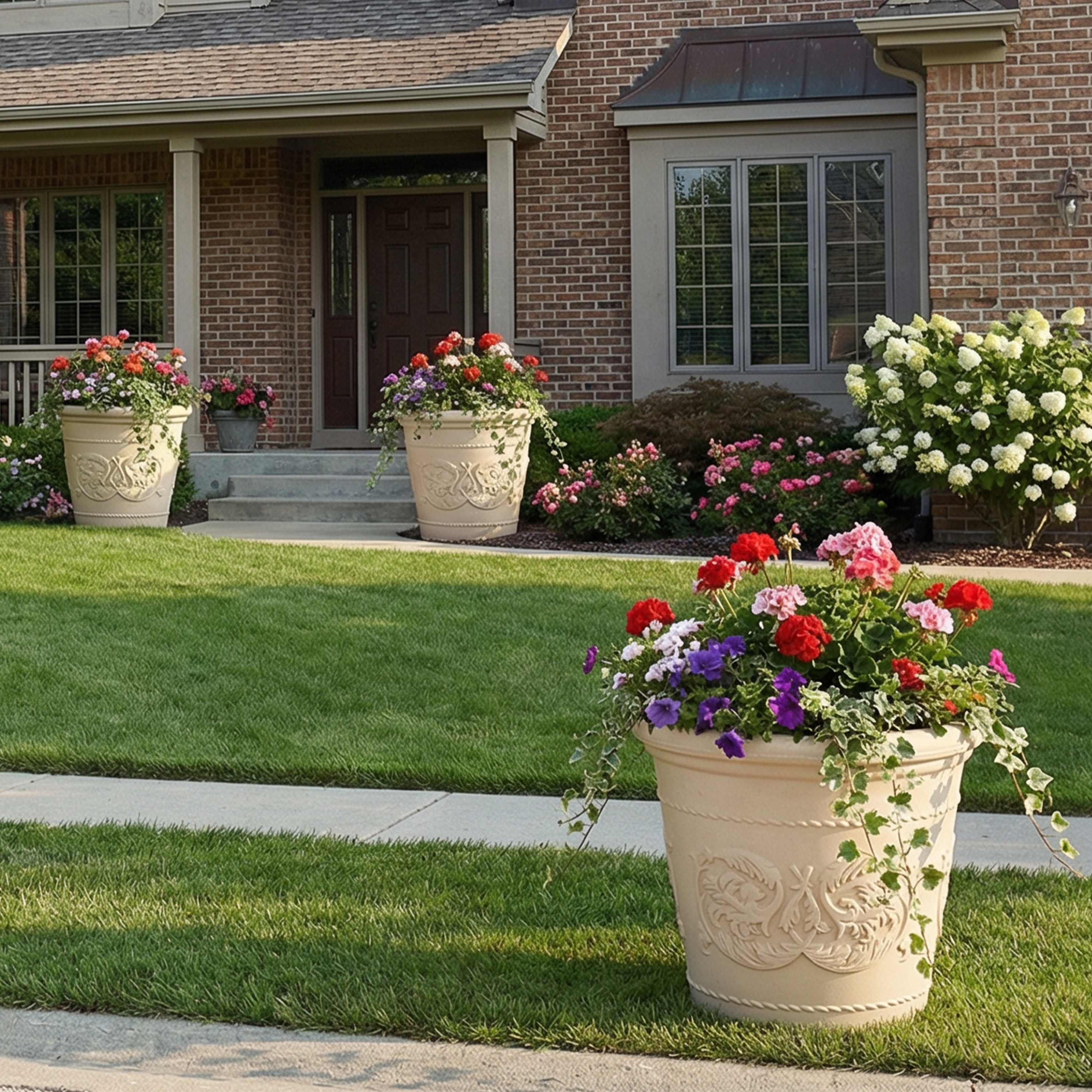 Arabella Outdoor Flower Pot Planter - Beige - 20-Inch - 2-Pack