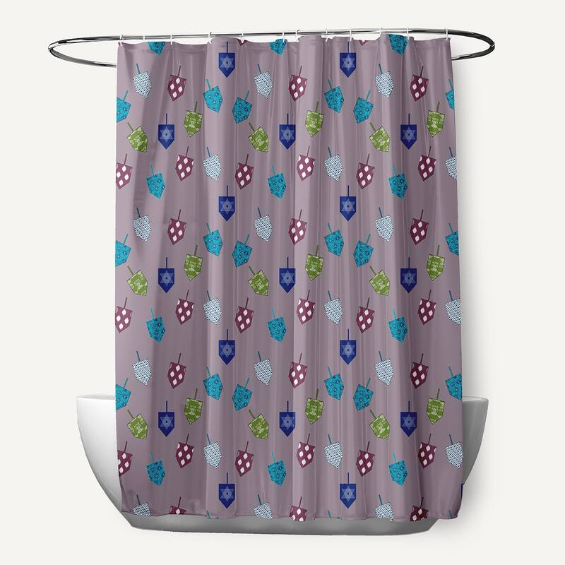Dreidel Pattern Shower Curtain - Light Purple