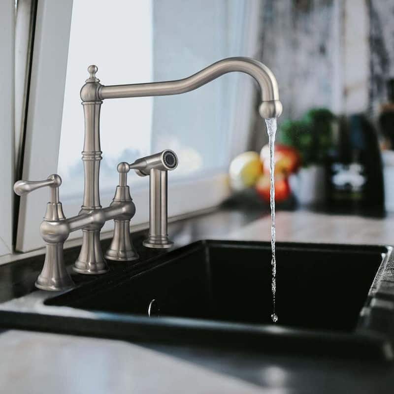 Whitehaus Waterhaus 1.5 GPM Bridge Kitchen Faucet with Side Spray