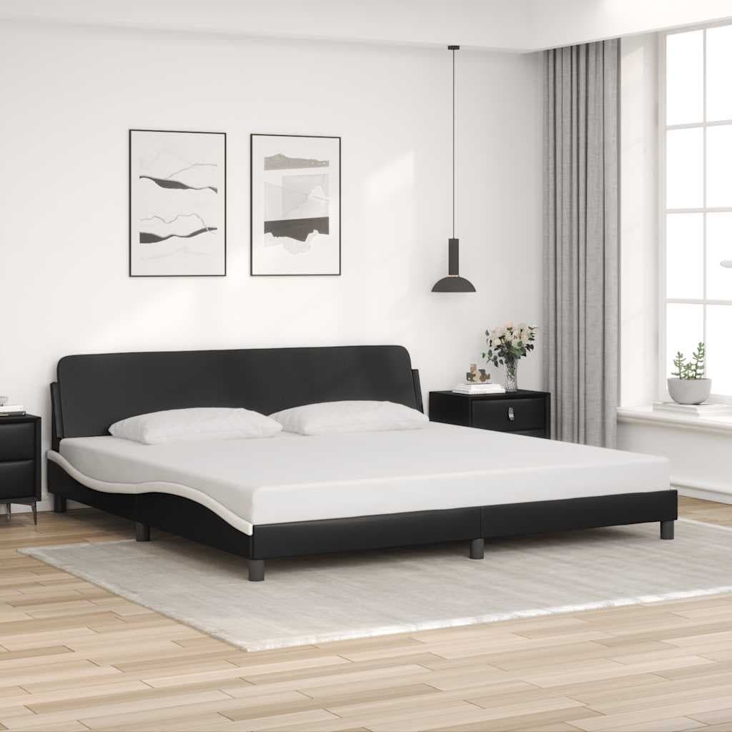 vidaXL Bed Frame with Headboard Black 72"x83.9" California King Faux Leather