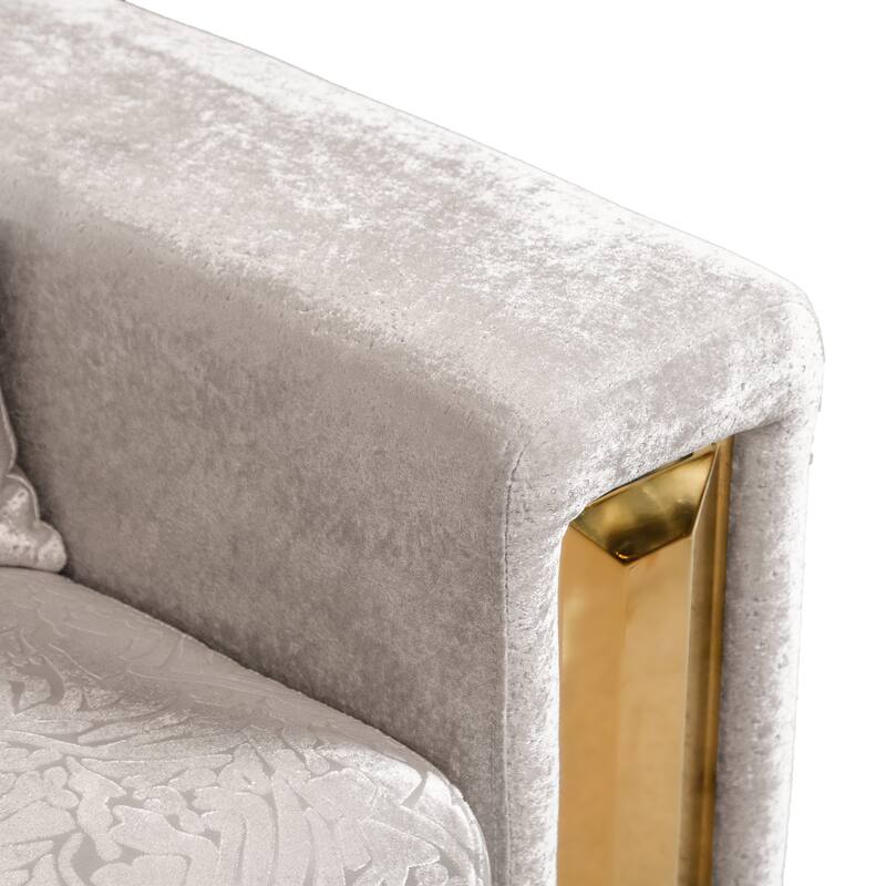 Furniture of America Maxine Glam Solid Wood Loveseat with Accent Pillows
