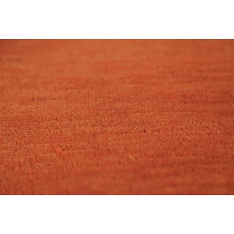 Orange Gabbeh Modern Rug Hand-Knotted Contemporary Wool Carpet - 3'10" x 5'10"