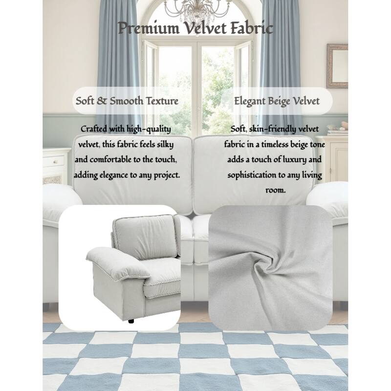 Roomfitters Modern Overstuffed Upholstered Sofa with Hidden Storage and Padded Arms, Comfy Loveseat for Small Space