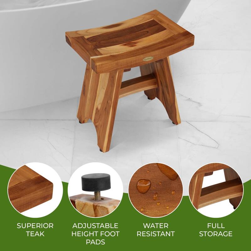 EcoDecors Serenity EarthyTeak 18" Teak Wood Shower Bench
