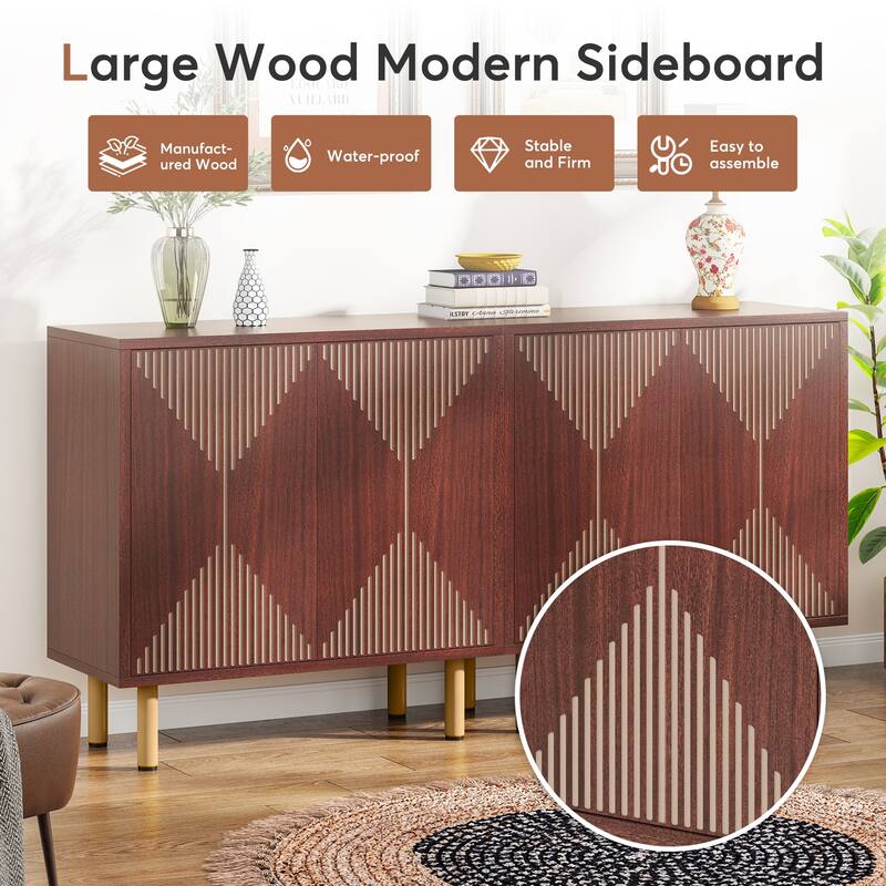White Sideboard Buffet Set, Modern Sideboard Storage Cabinet with Door