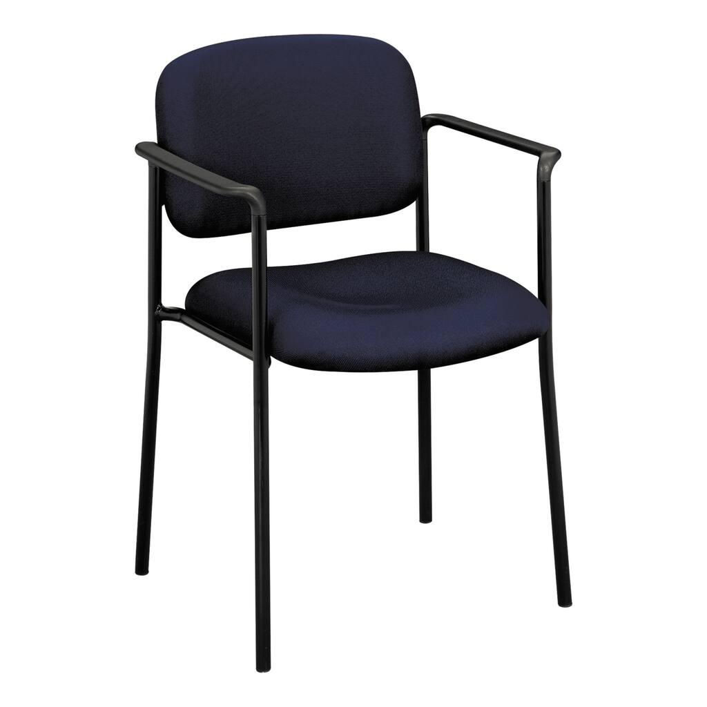 HON Series Navy Fabric Stacking Guest Chair with Arms