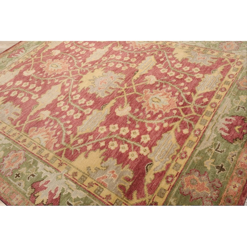 Hand Knotted Raspberry Oushak Arts & Crafts Wool Oriental Area Rug