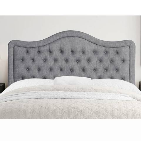 Moser Bay Furniture Adella Queen Size Linen Grey Waved Top Upholstery Headboard