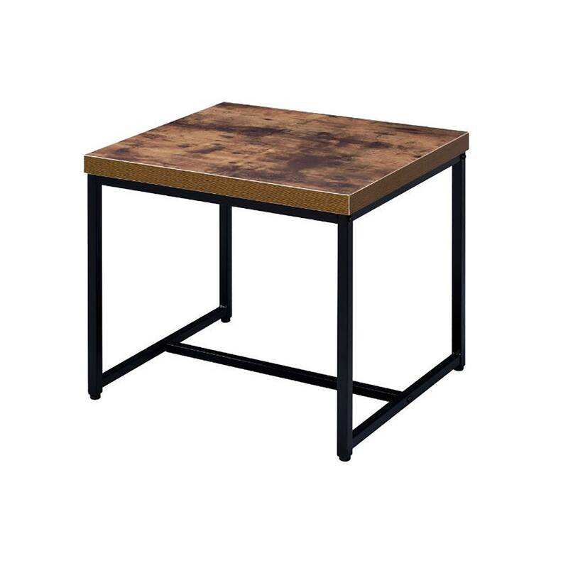 Rectangular Wooden Top End Table, Weathered Oak and
