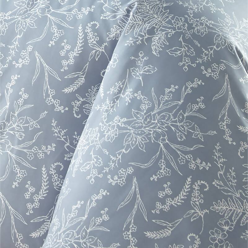 Winter Brush Botanical Duvet Cover and Sham Set - Blue - King - Cal King