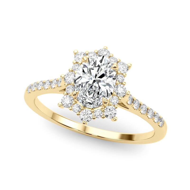 Auriya 14k Yellow Gold Lab Grown Oval Diamond Halo Engagement Ring 0.50 to 5.00 ct. tw. (F-G VS) - 4.00 ct. center - 8