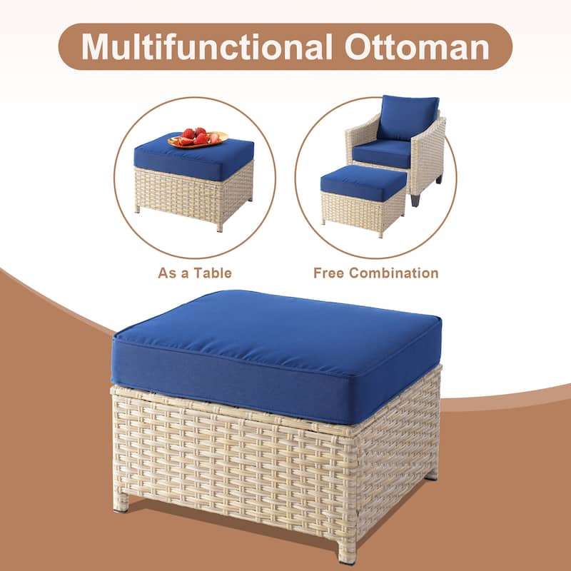 HOOOWOOO Outdoor 6-piece PE Wicker Conversation Patio Set with Fire Pit Table