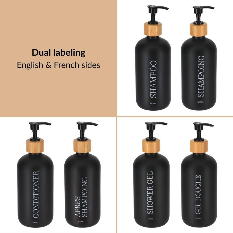 Set of 3 Refillable Shower Dispensers 17 fl oz (500ml) - 3 L x 3 W x 8.5 H