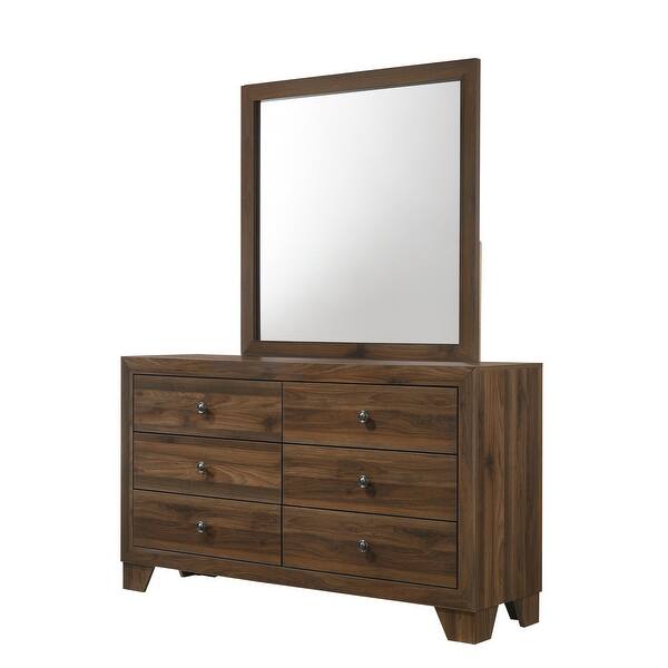 Linette 6 Piece Cherry Brown Panel Bedroom Set