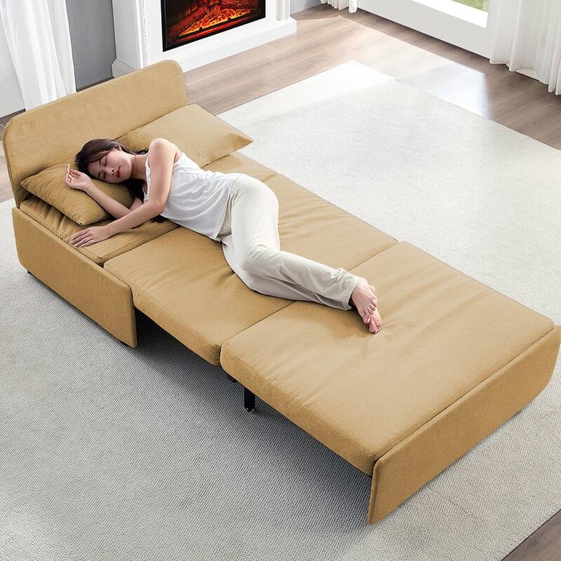 Mixoy Full Size Queen Size Sofa Bed,2 in 1 Convertible Linen 1-Seater/Loveseat Sleeper Sofa Couch with Cushions