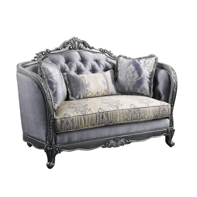 Catherine Platinum Loveseat with 3 Pillows