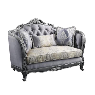 Catherine Platinum Loveseat with 3 Pillows