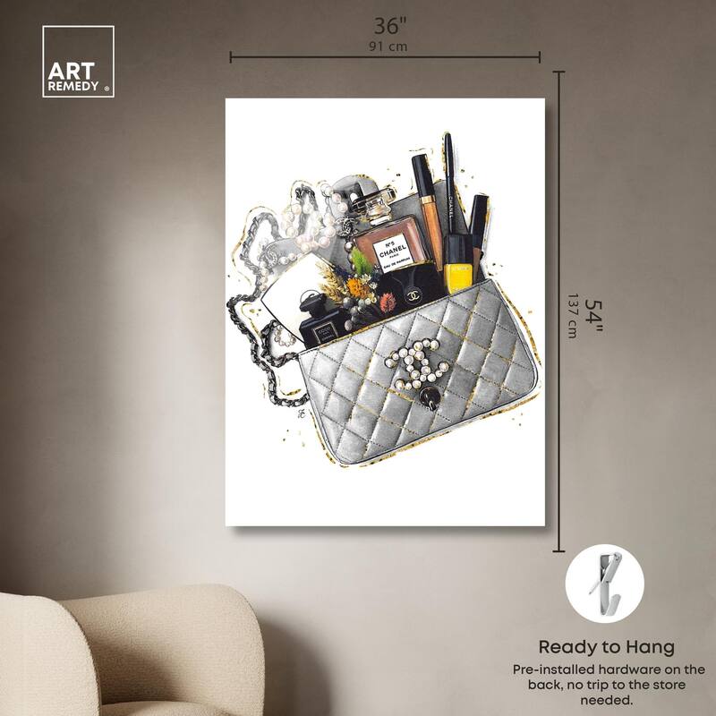 Grey Treasure Bag Acrylic by Art Remedy, Ready to Hang