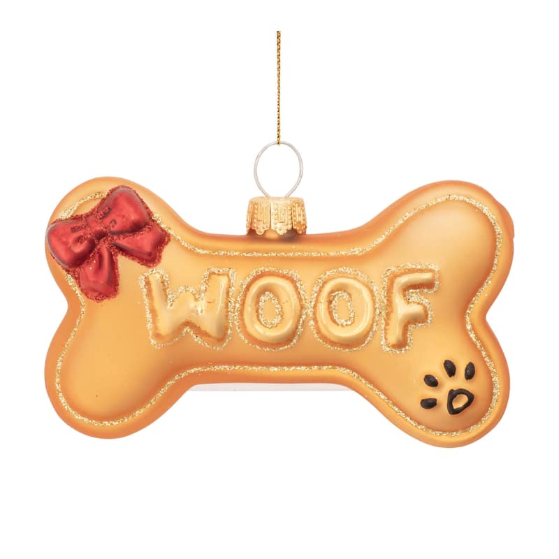 Glass Dog Bone Ornament (Set of 12) - N/A