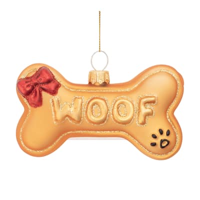 Glass Dog Bone Ornament (Set of 12) - N/A