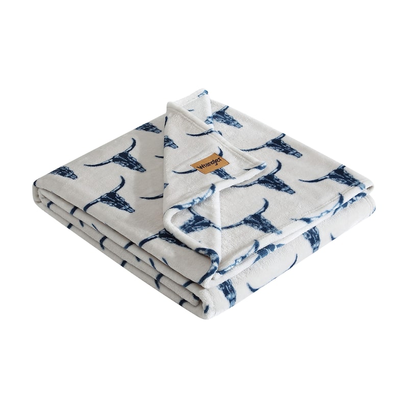 Wrangler Printed Ultra Soft Plush Fleece Throw Blanket.