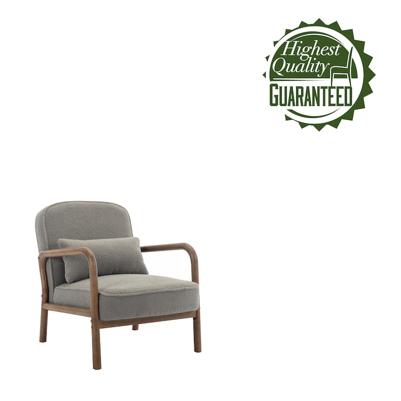 Porthos Home Keats Sherpa Fabric Accent Chair with Rubberwood Legs and Toss Pillow