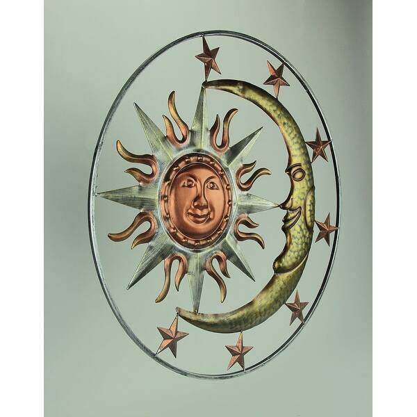 Metal Celestial Sun Moon And Stars Indoor Outdoor 30 Inch Wall Hanging Art Decor On Sale Overstock 27979958