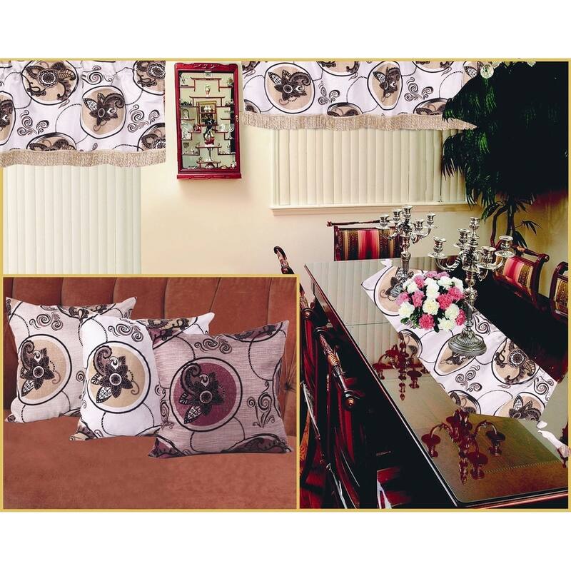 Violet Linen Luxurious Tivoli Flock Vintage, 60" x 15", Straight, Rod Pocket Curtain Valance