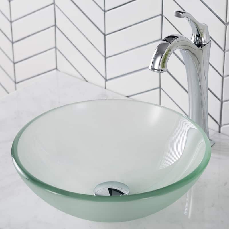 Kraus 14" Frosted Glass Vessel Bathroom Sink Only