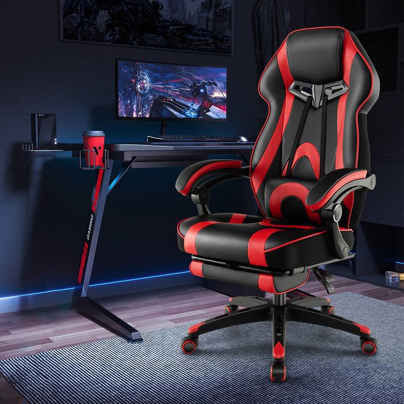 Costway Adjustable E-Sports Racing Style Chair with Padded Headrest, - See Details