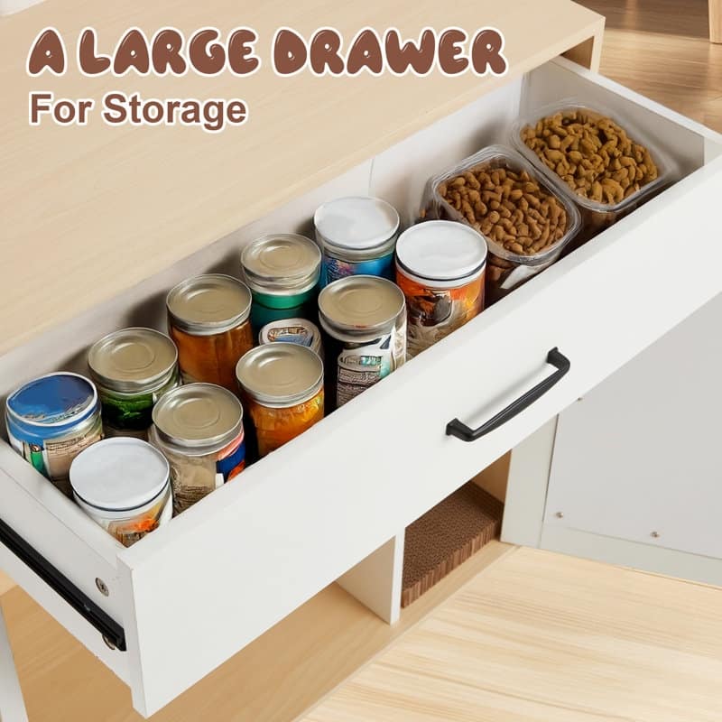 EROMMY Cat Litter Cabinet with Drawer - Hidden Litter Box Furniture with Ventilation and Scoop Slot