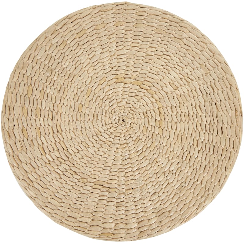 Wooden Geometric Handmade Woven Two-Toned Accent Table with Seagrass Top - White or Black- Roche River Decor