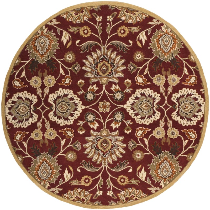 Livabliss Caesar Updated Traditional Paisley Hand Tufted Area Rug. - Burgundy - 8' x 8' Round